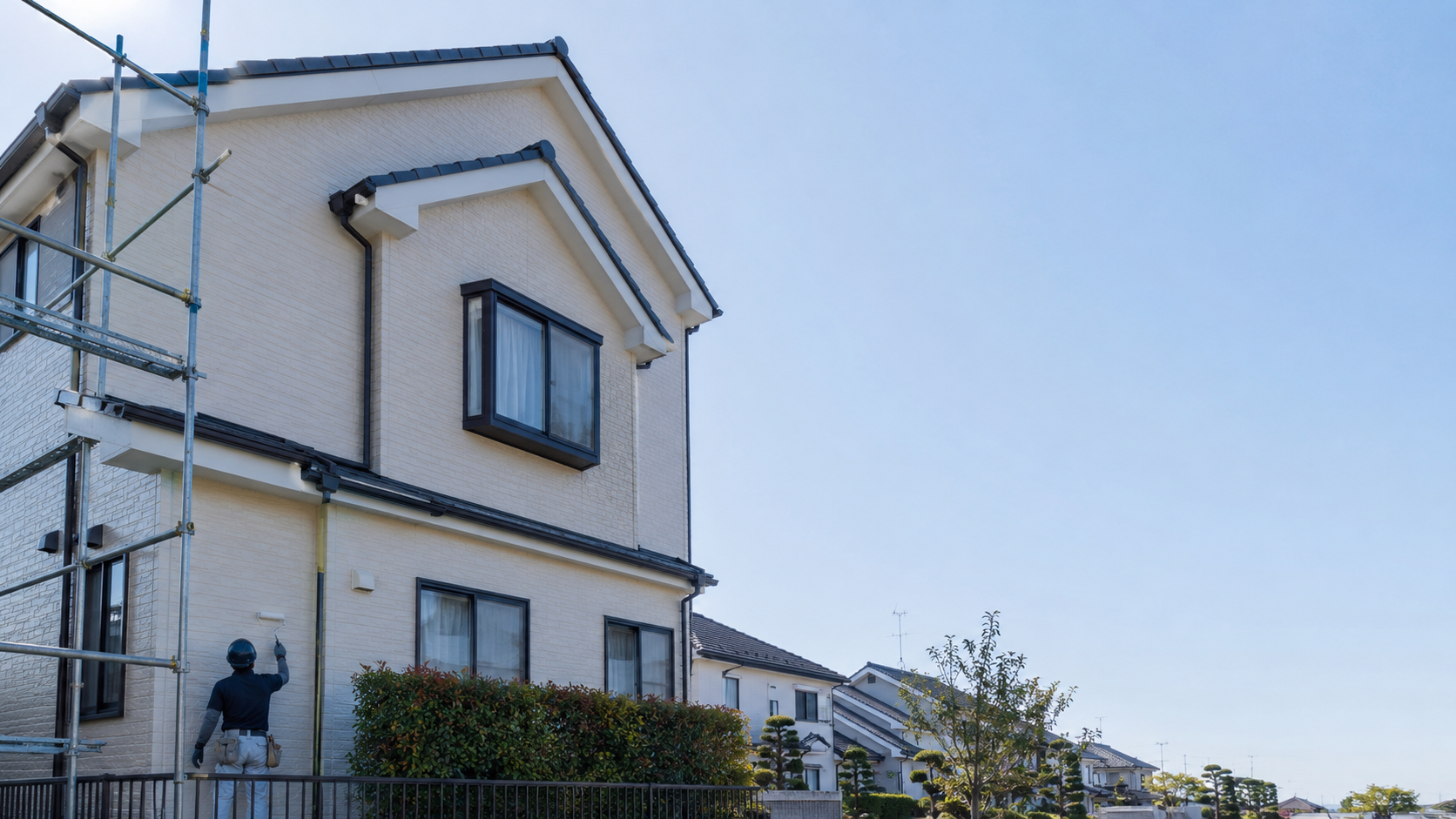 外壁の塗り替え工事を終えた住宅の外観（イメージ）