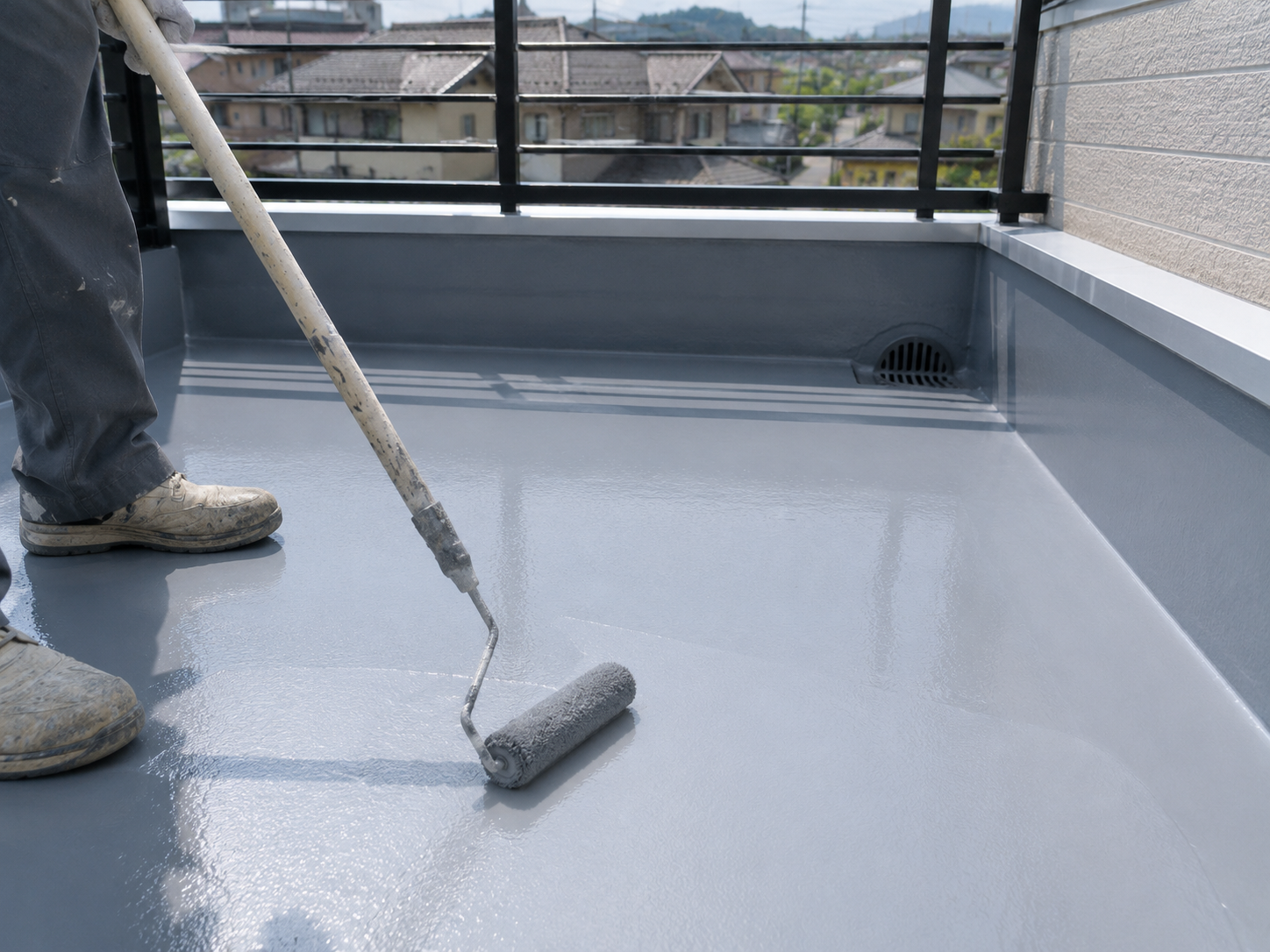 屋上・ベランダの防水工事を行っている様子（イメージ）