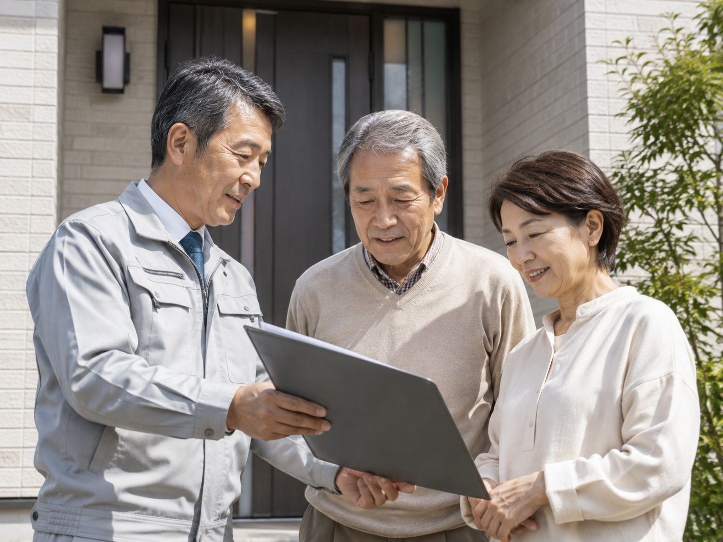 お客様に工事の内容を説明している様子（イメージ）